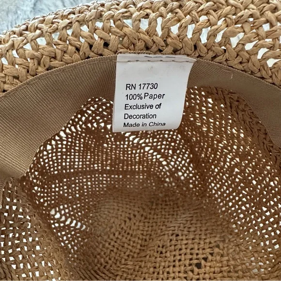 Woven Straw Hat with Attached Leopard Print Scarf - Picture 5 of 6